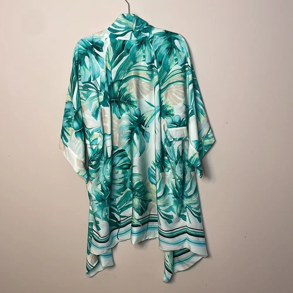 Chico's Black Label Palm Print Kimono XL